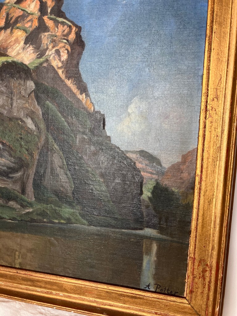 Öl Gemälde des Künstlers Adolphe Potter "Le Puy"